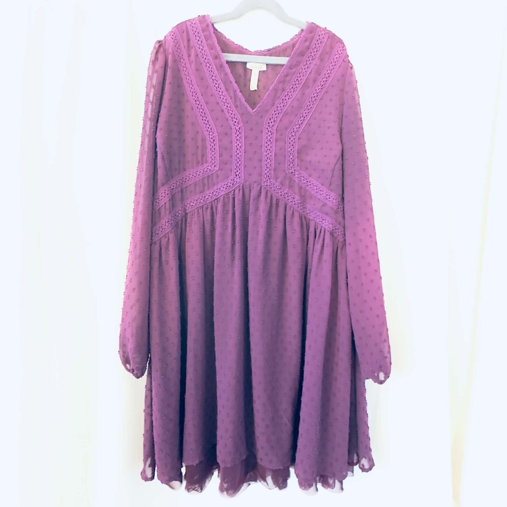Matilda Jane Purple Swiss Dot Lace Dress Size Medium Fairycore Boho Cottagecore